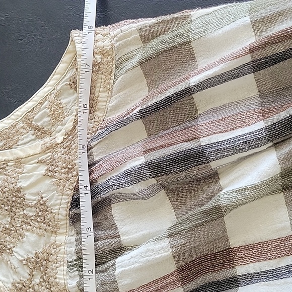 Mur Mur Women's plaid sleeveless button up tunic size M drawstring waist casual - Picture 6 of 7